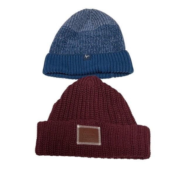 Love Your Melon Beanie Hats Women Blue Red Cotton Stretch Shaker Knit USA Made main image 7